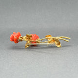 Estate Retro 18K Y Gold 8.00ctw Coral Flower Brooch - Walter Bauman Jewelers