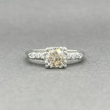 Estate Retro Platinum 0.79ctw H - K/SI1 - 2 Diamond Eng. Ring - Walter Bauman Jewelers