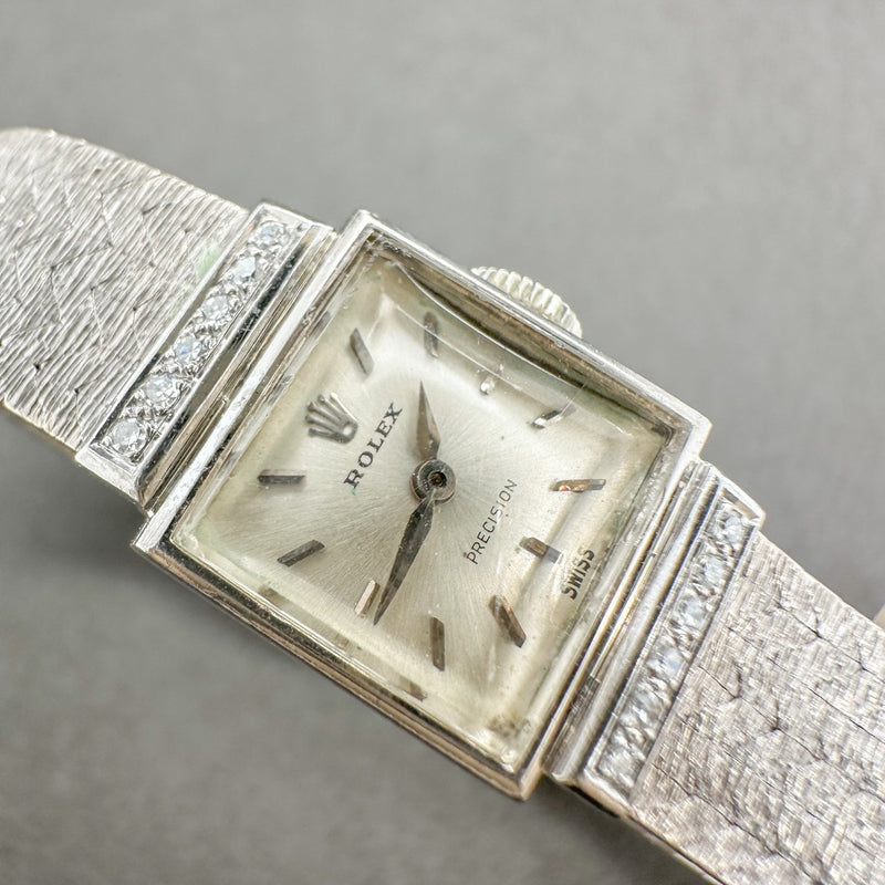 Estate Retro Rolex 18K W Gold 0.06ctw G-H/VS2 Diamond Mechanical Watch - Walter Bauman Jewelers