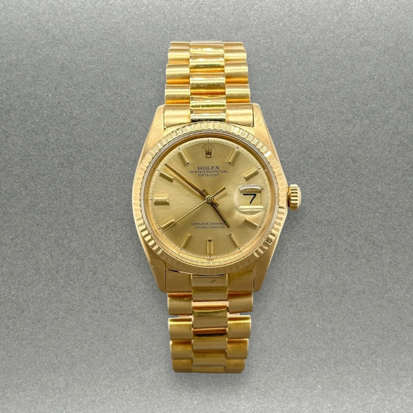 Estate Rolex 18K Y Gold Datejust Mechanical Watch Ref#1601 - Walter Bauman Jewelers