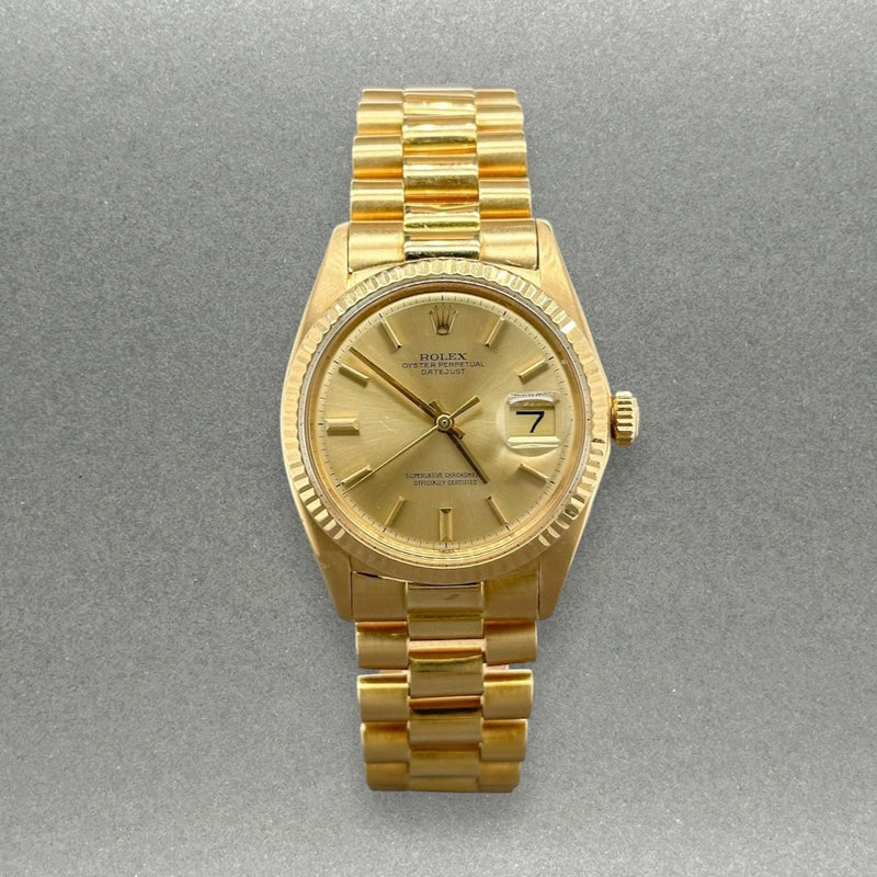 Estate Rolex 18K Y Gold Datejust Mechanical Watch Ref#1601 - Walter Bauman Jewelers