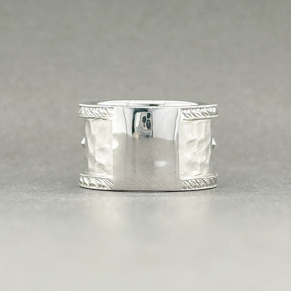 Estate SS 0.16ctw H/SI1 Diamond Wide Hammered Ring - Walter Bauman Jewelers