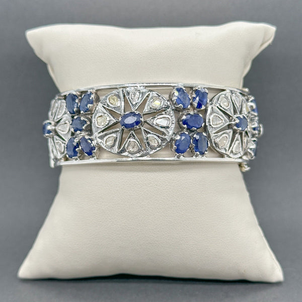 Estate SS 21.28ctw Sapphire & 7.91ctw J - K/I1 - 2 Diamond Bangle Bracelet - Walter Bauman Jewelers