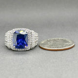 Estate SS Blue CZ Cocktail Ring - Walter Bauman Jewelers