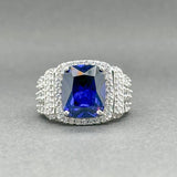 Estate SS Blue CZ Cocktail Ring - Walter Bauman Jewelers