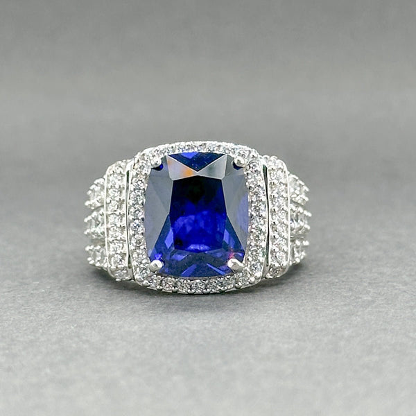 Estate SS Blue CZ Cocktail Ring - Walter Bauman Jewelers