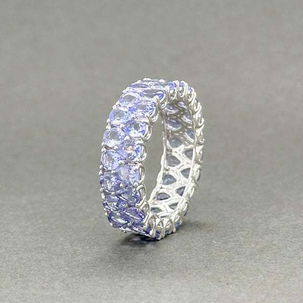 Estate SS Blue CZ Double Row Eternity Ring - Walter Bauman Jewelers