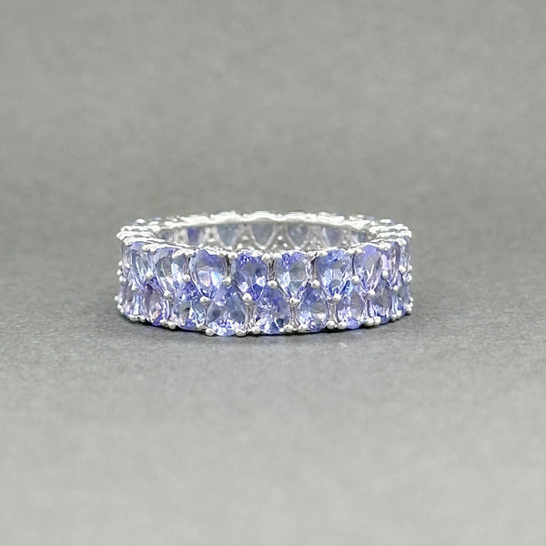 Estate SS Blue CZ Double Row Eternity Ring - Walter Bauman Jewelers