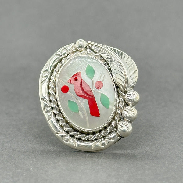 Estate SS Cardinal Inlay Ring - Walter Bauman Jewelers