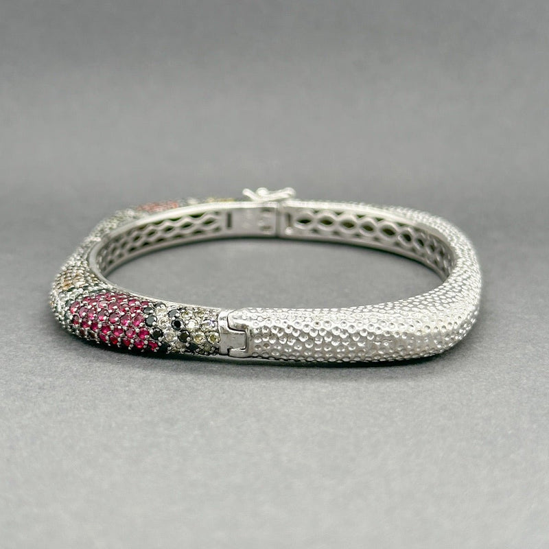 Estate SS CZ Snake Print Bangle Bracelet - Walter Bauman Jewelers