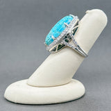 Estate SS Faux Turquoise & CZ Cocktail Ring - Walter Bauman Jewelers