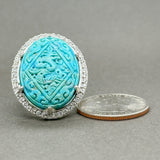 Estate SS Faux Turquoise & CZ Cocktail Ring - Walter Bauman Jewelers