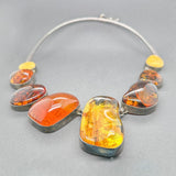 Estate SS Graduating Amber Necklace - Walter Bauman Jewelers