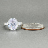 Estate SS Oval 3 Stone CZ Promise Ring - Walter Bauman Jewelers