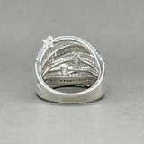 Estate SS Red & White CZ Crossover Ring - Walter Bauman Jewelers