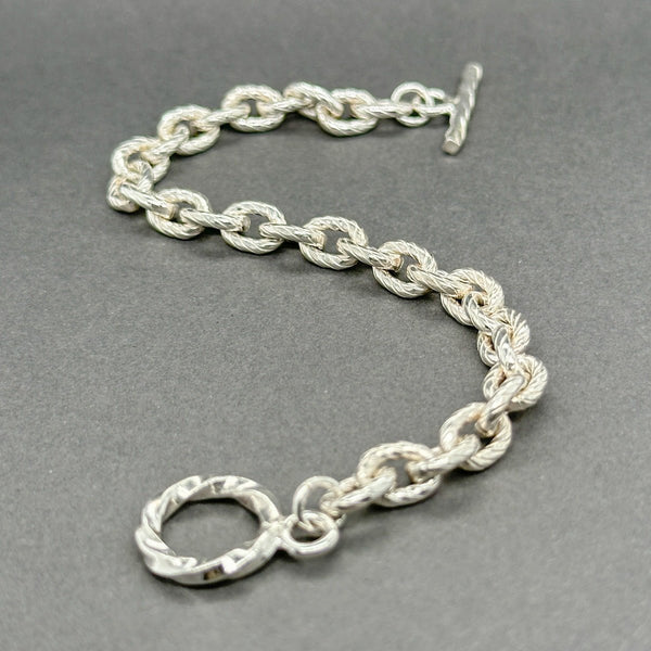 Estate SS Textured Cable Link Chain Bracelet - Walter Bauman Jewelers