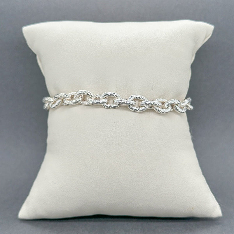 Estate SS Textured Cable Link Chain Bracelet - Walter Bauman Jewelers