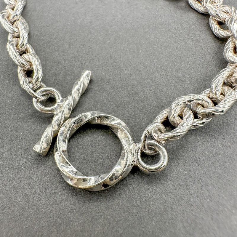 Estate SS Textured Cable Link Chain Bracelet - Walter Bauman Jewelers