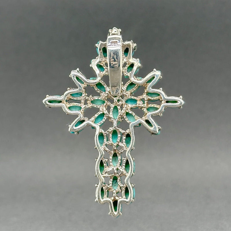 Estate SS Turquoise Cross Pendant - Walter Bauman Jewelers