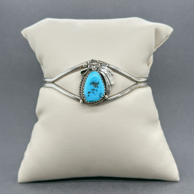 Estate SS Turquoise Cuff Bracelet - Walter Bauman Jewelers