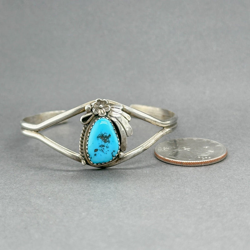 Estate SS Turquoise Cuff Bracelet - Walter Bauman Jewelers