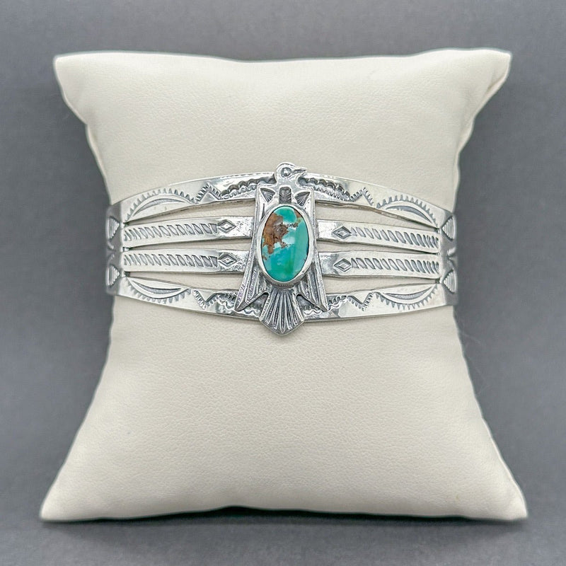 Estate SS Turquoise Eagle Cuff Bracelet - Walter Bauman Jewelers