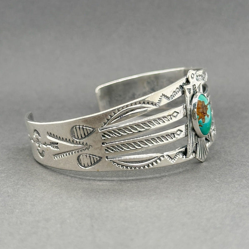 Estate SS Turquoise Eagle Cuff Bracelet - Walter Bauman Jewelers