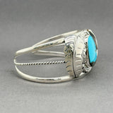 Estate SS Turquoise Feather Cuff Bracelet - Walter Bauman Jewelers