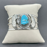 Estate SS Turquoise Feather Cuff Bracelet - Walter Bauman Jewelers