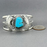 Estate SS Turquoise Feather Cuff Bracelet - Walter Bauman Jewelers