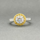 Estate SS White & Yellow CZ Halo Ring - Walter Bauman Jewelers