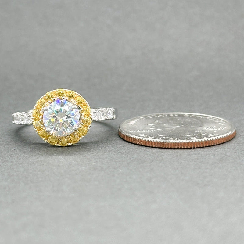 Estate SS White & Yellow CZ Halo Ring - Walter Bauman Jewelers