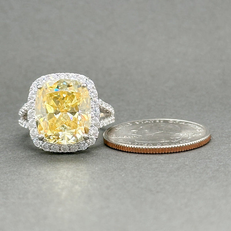 Estate SS Yellow Cushion CZ Cocktail Ring - Walter Bauman Jewelers