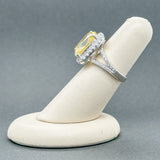 Estate SS Yellow Cushion CZ Cocktail Ring - Walter Bauman Jewelers