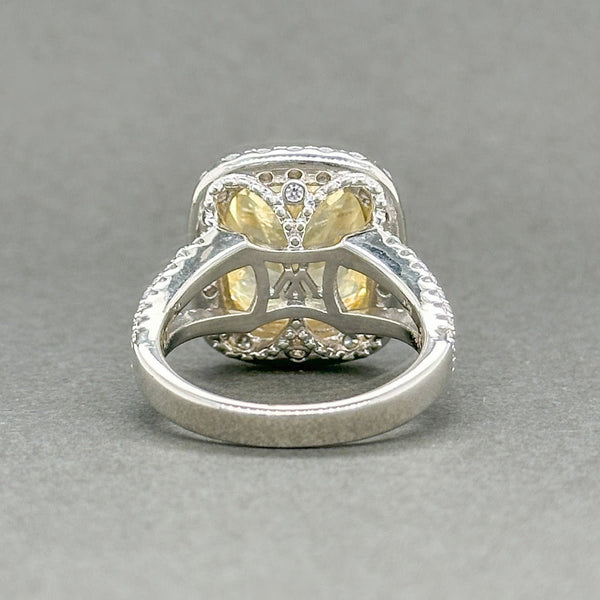 Estate SS Yellow Cushion CZ Cocktail Ring - Walter Bauman Jewelers