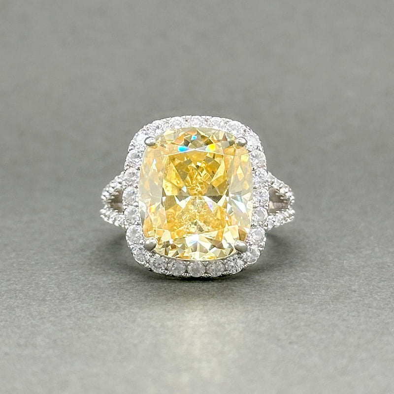 Estate SS Yellow Cushion CZ Cocktail Ring - Walter Bauman Jewelers