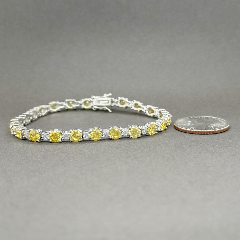 Estate SS Yellow & White CZ Line Bracelet - Walter Bauman Jewelers