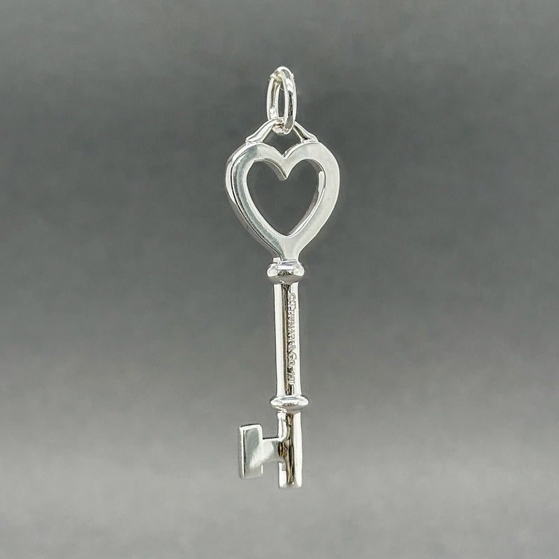 Estate Tiffany & Co. 18K W Gold 0.07ctw G - H/VS2 - SI1 Diamond Heart Key Pendant - Walter Bauman Jewelers