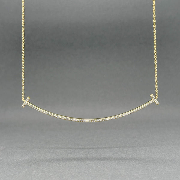 Estate Tiffany & Co. 18K Y Gold 0.28ctw G/VS1 Diamond T Smile Necklace - Walter Bauman Jewelers