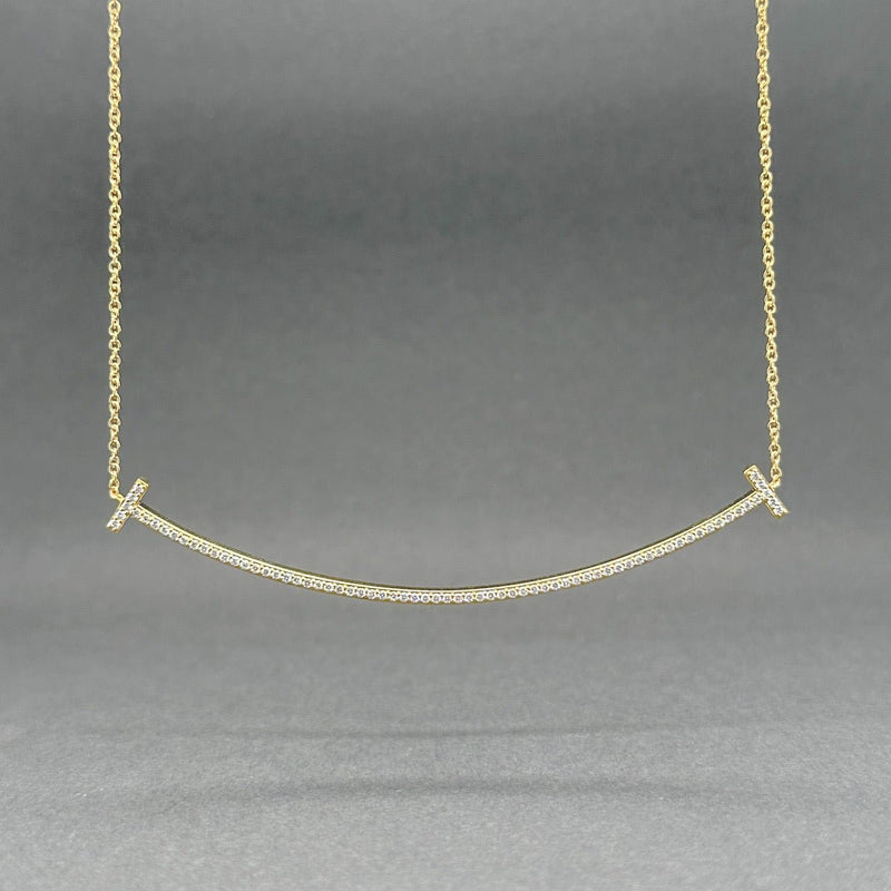 Estate Tiffany & Co. 18K Y Gold 0.28ctw G/VS1 Diamond T Smile Necklace - Walter Bauman Jewelers