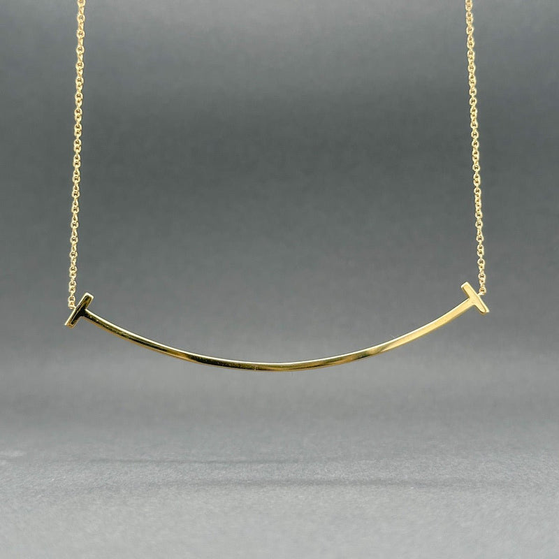 Estate Tiffany & Co. 18K Y Gold 0.28ctw G/VS1 Diamond T Smile Necklace - Walter Bauman Jewelers