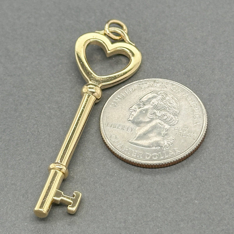 Estate Tiffany & Co. 18K Y Gold 2” Heart Key Pendant - Walter Bauman Jewelers