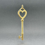 Estate Tiffany & Co. 18K Y Gold 2” Heart Key Pendant - Walter Bauman Jewelers