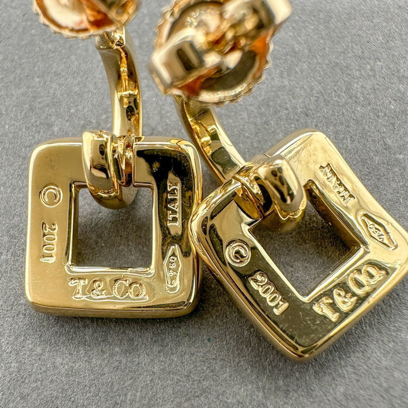 Estate Tiffany & Co. 18K Y Gold Biscayne Square Drop Earrings - Walter Bauman Jewelers