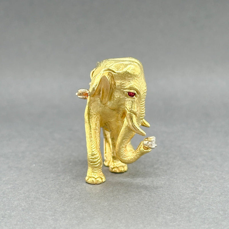 Estate Tiffany & Co. 18K Y Gold Ruby & Diamond Elephant Pin - Walter Bauman Jewelers