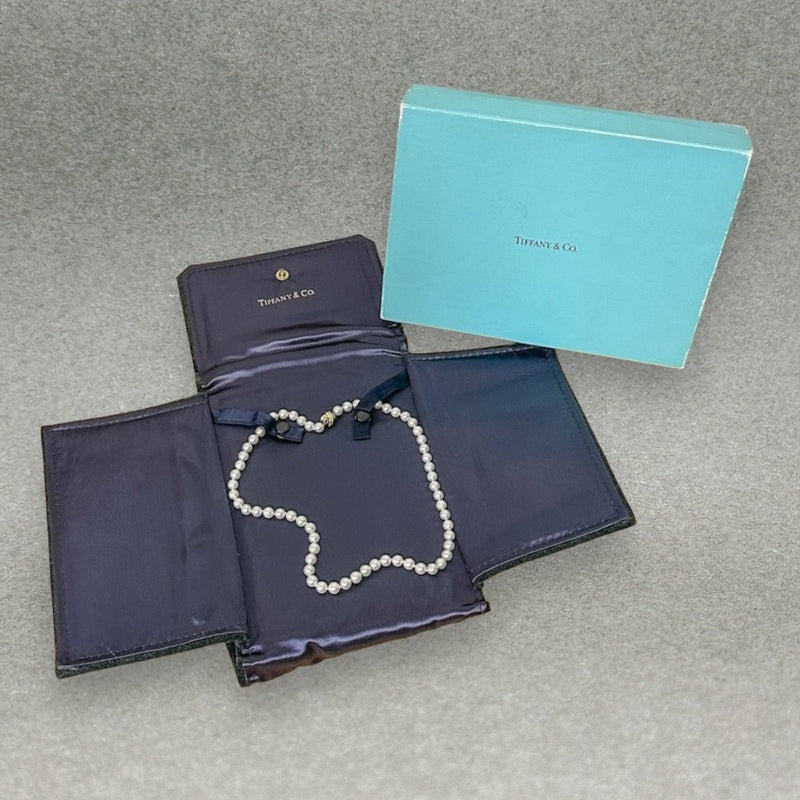 Estate Tiffany & Co. 18K Y Gold Signature X 16” Pearl Necklace - Walter Bauman Jewelers