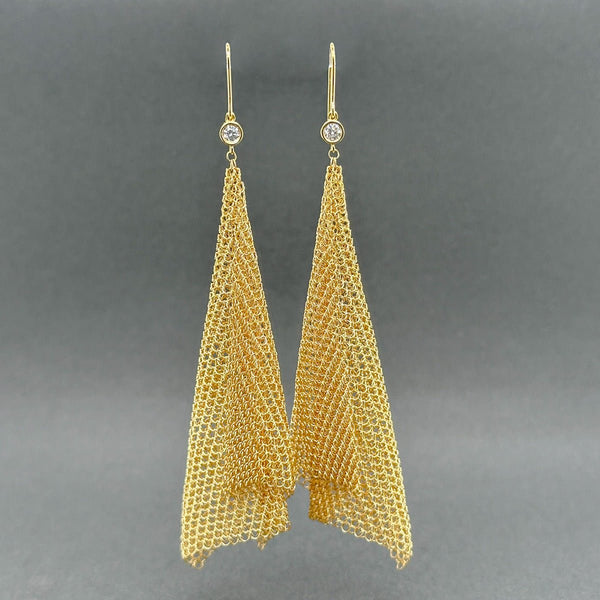 Estate Tiffany & Co. Peretti 18K Y Gold 0.18ctw G/VS1 Diamond Mesh Earrings - Walter Bauman Jewelers