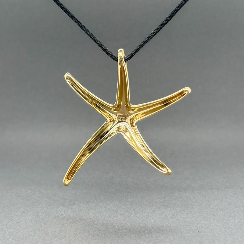 Estate Tiffany & Co. Peretti 18K Y Gold Starfish on Black Silk Pendant - Walter Bauman Jewelers