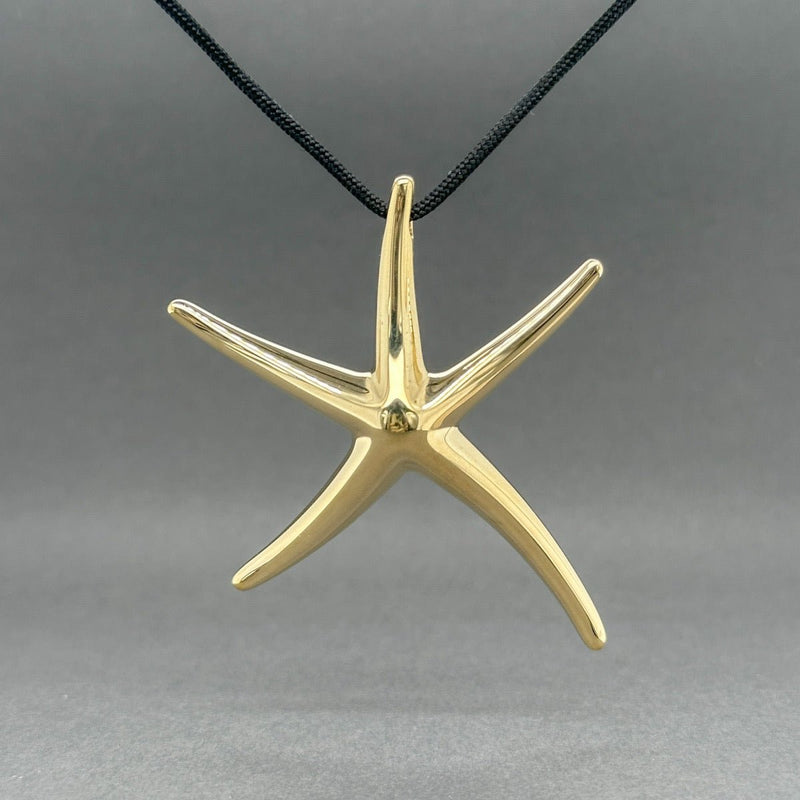 Estate Tiffany & Co. Peretti 18K Y Gold Starfish on Black Silk Pendant - Walter Bauman Jewelers