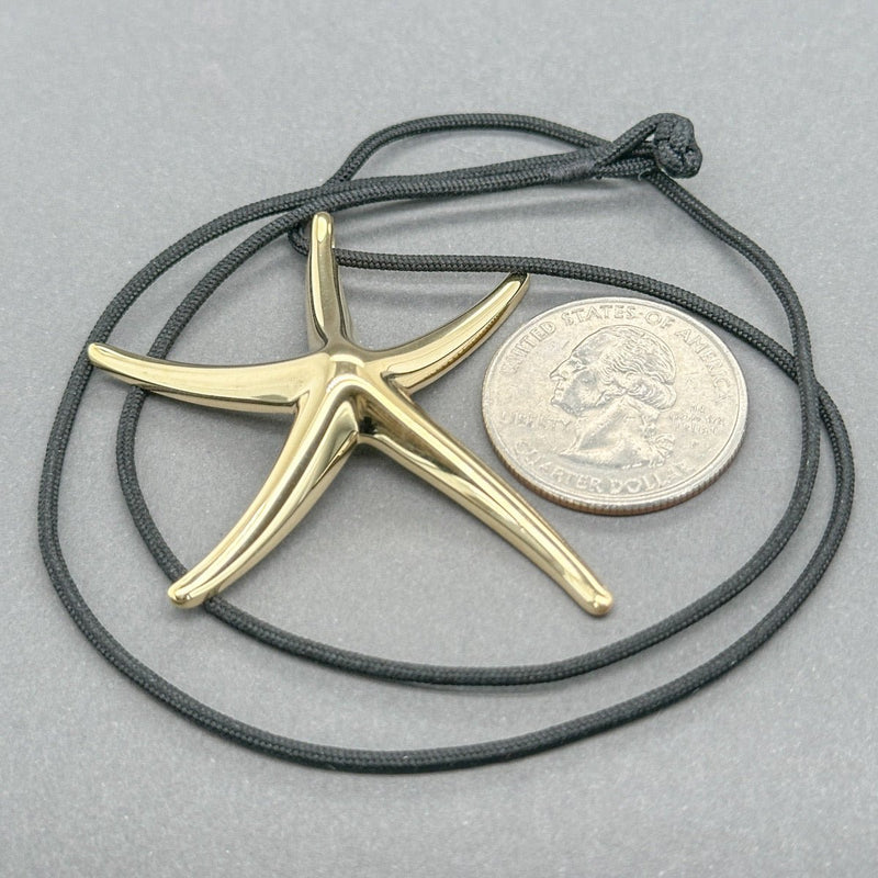 Estate Tiffany & Co. Peretti 18K Y Gold Starfish on Black Silk Pendant - Walter Bauman Jewelers